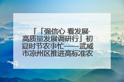 「强信心 看发展·高质量发展调研行」初夏时节农事忙——武威市凉州区推进高标准农田建设见闻