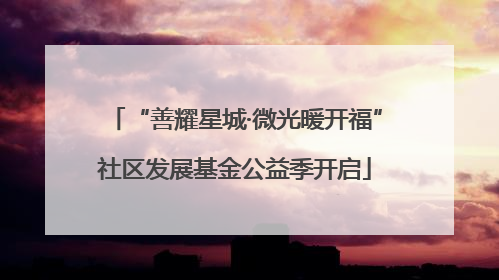 “善耀星城·微光暖开福”社区发展基金公益季开启