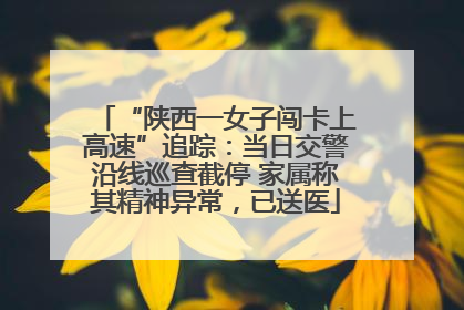 “陕西一女子闯卡上高速”追踪：当日交警沿线巡查截停 家属称其精神异常，已送医
