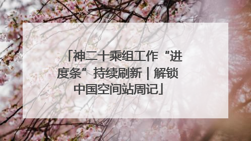 神二十乘组工作“进度条”持续刷新｜解锁中国空间站周记