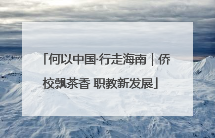 何以中国·行走海南｜侨校飘茶香 职教新发展