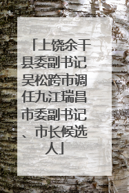 上饶余干县委副书记吴松跨市调任九江瑞昌市委副书记、市长候选人
