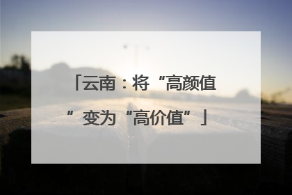 云南：将“高颜值”变为“高价值”