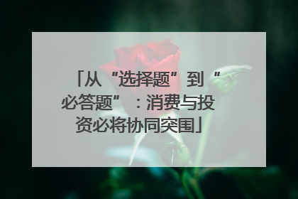 从“选择题”到“必答题”：消费与投资必将协同突围