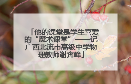 他的课堂是学生喜爱的“魔术课堂”——记广西北流市高级中学物理教师谢奔峰