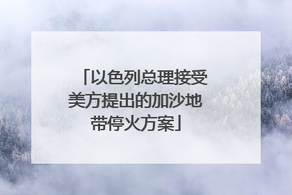 以色列总理接受美方提出的加沙地带停火方案