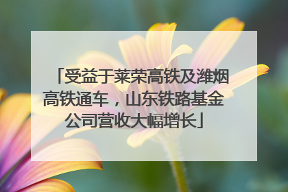 受益于莱荣高铁及潍烟高铁通车，山东铁路基金公司营收大幅增长