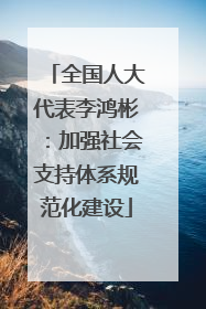 全国人大代表李鸿彬：加强社会支持体系规范化建设