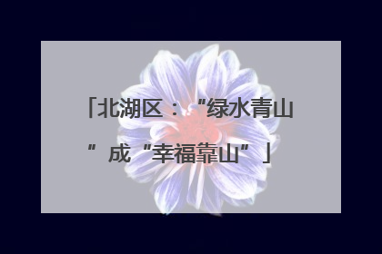 北湖区：“绿水青山”成“幸福靠山”