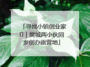 寻找小镇创业家㊳｜樊城两小伙回乡创办露营地