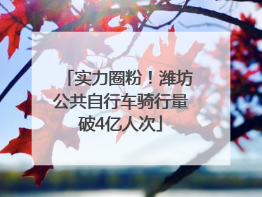实力圈粉！潍坊公共自行车骑行量破4亿人次