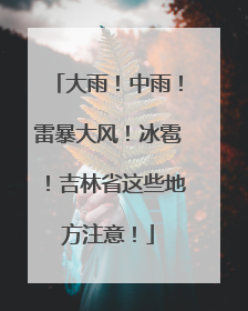 大雨！中雨！雷暴大风！冰雹！吉林省这些地方注意！