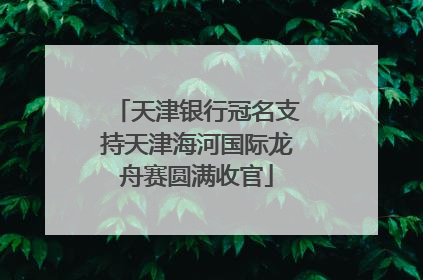 天津银行冠名支持天津海河国际龙舟赛圆满收官