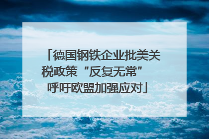 德国钢铁企业批美关税政策“反复无常” 呼吁欧盟加强应对