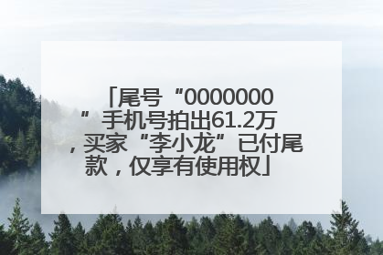 尾号“0000000”手机号拍出61.2万，买家“李小龙”已付尾款，仅享有使用权