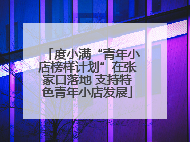 度小满“青年小店榜样计划”在张家口落地 支持特色青年小店发展