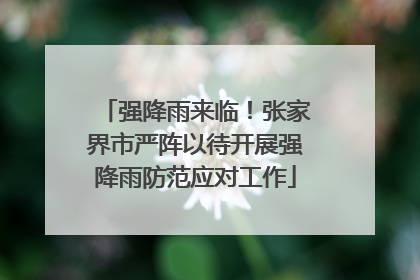 强降雨来临！张家界市严阵以待开展强降雨防范应对工作