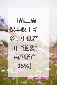 战三夏 保丰收丨新乡：中低产田“逆袭” 亩均增产15%
