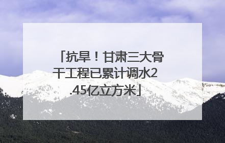 抗旱！甘肃三大骨干工程已累计调水2.45亿立方米