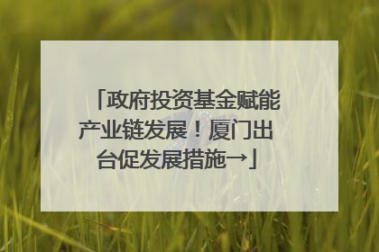 政府投资基金赋能产业链发展！厦门出台促发展措施→