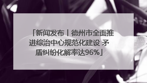 新闻发布丨德州市全面推进综治中心规范化建设 矛盾纠纷化解率达96%