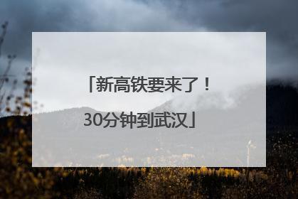 新高铁要来了！30分钟到武汉