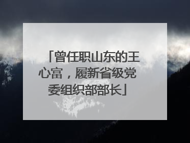 曾任职山东的王心富，履新省级党委组织部部长