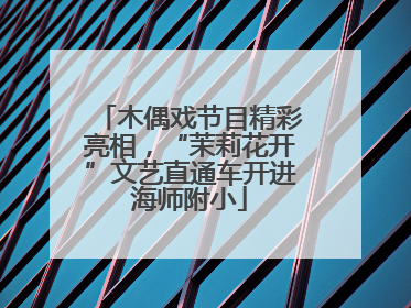 木偶戏节目精彩亮相，“茉莉花开”文艺直通车开进海师附小