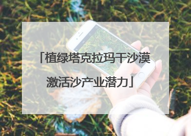 植绿塔克拉玛干沙漠 激活沙产业潜力