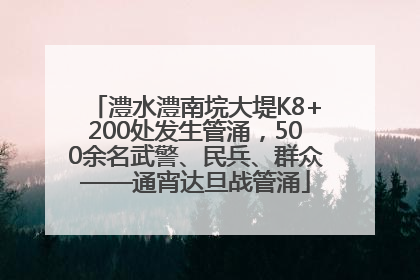 澧水澧南垸大堤K8+200处发生管涌，500余名武警、民兵、群众——通宵达旦战管涌