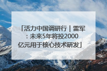 活力中国调研行｜雷军：未来5年将投2000亿元用于核心技术研发