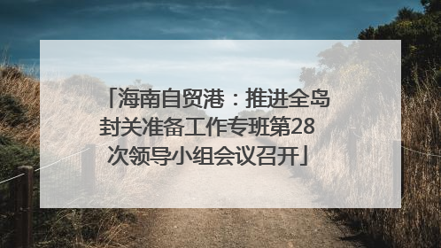 海南自贸港：推进全岛封关准备工作专班第28次领导小组会议召开