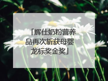 辉仕奶粉营养品再次斩获母婴龙标奖金奖