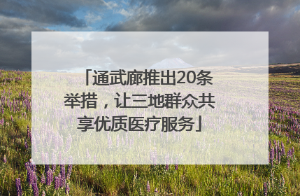 通武廊推出20条举措，让三地群众共享优质医疗服务