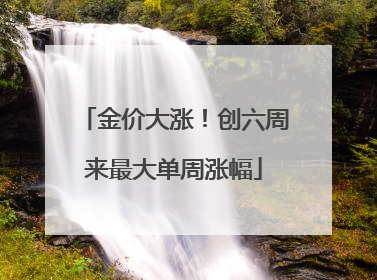 金价大涨！创六周来最大单周涨幅
