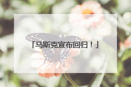 马斯克宣布回归！