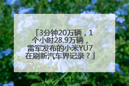 3分钟20万辆，1个小时28.9万辆，雷军发布的小米YU7在刷新汽车界记录？
