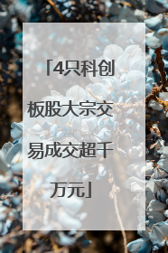 4只科创板股大宗交易成交超千万元